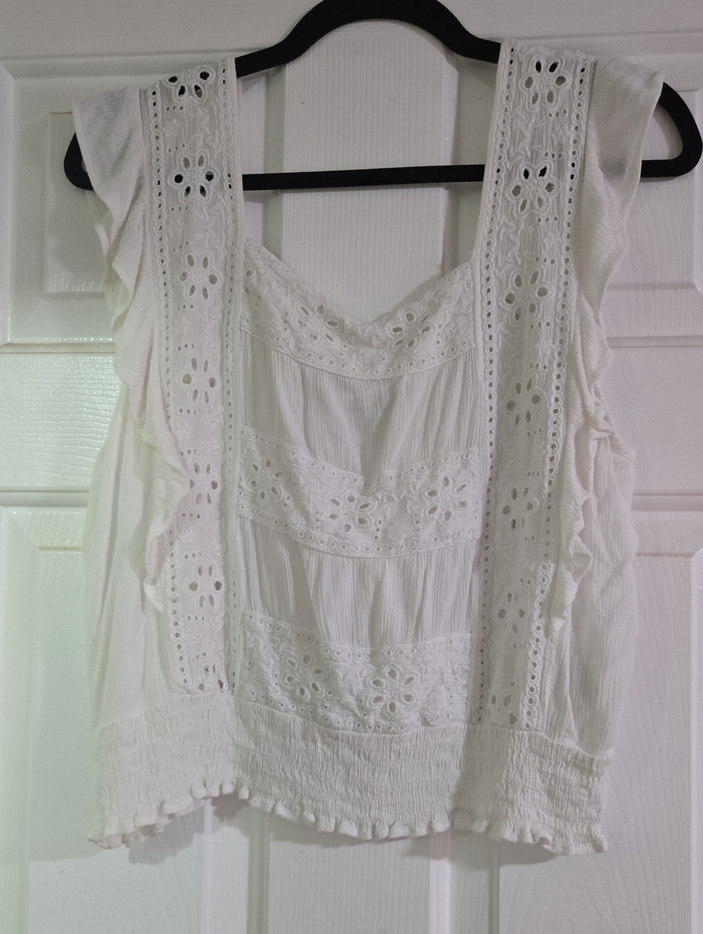 American Eagle Outfitters White Eyelet Ruffle Camisole